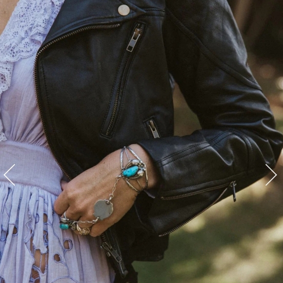 CHASING UNICORNS LONE STAR LEATHER BIKER JACKET NOIR (NWT) - Picture 9 of 17